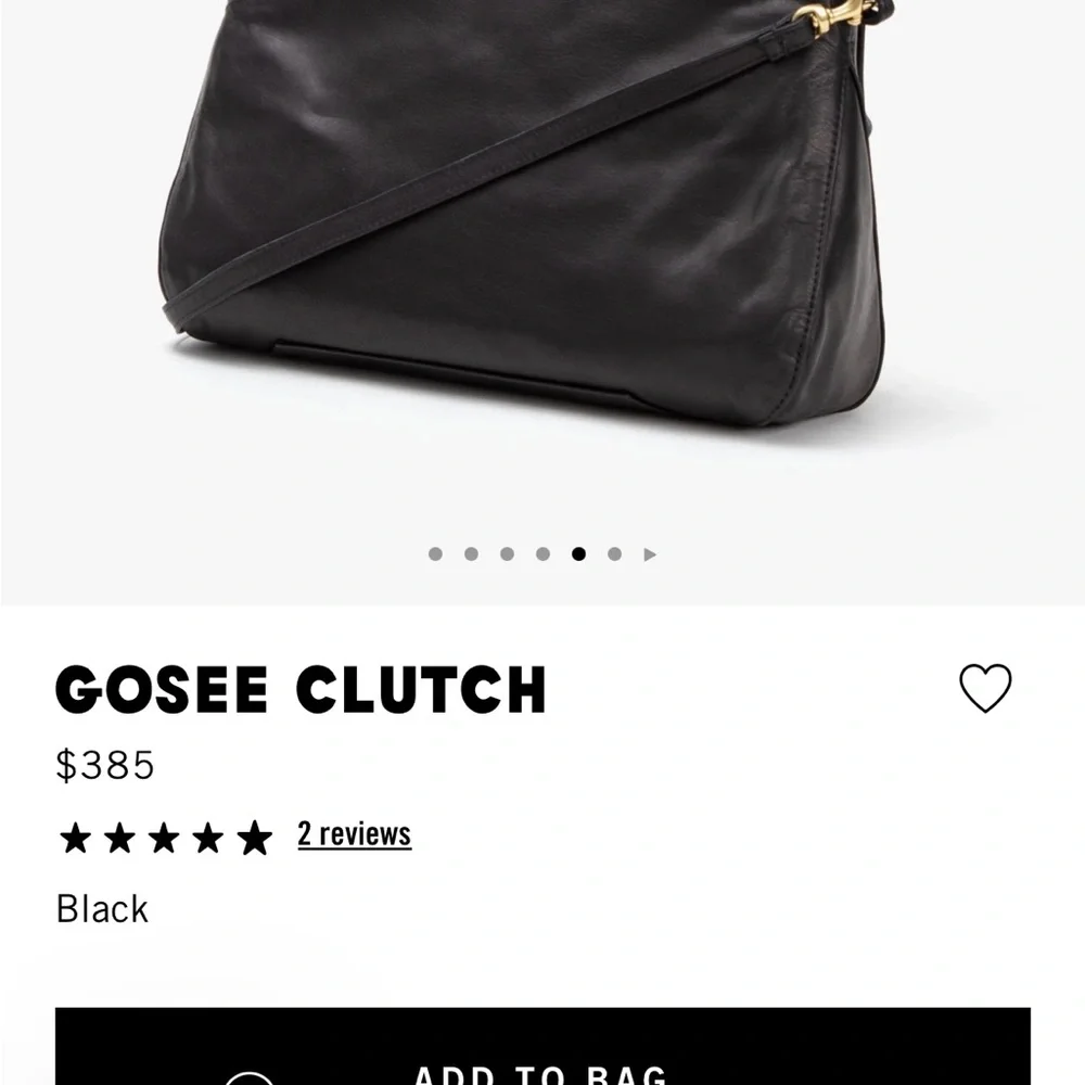 Clare V Black Leather and Suede  gosee clutch Crossbody Bag - Picture 4 of 7